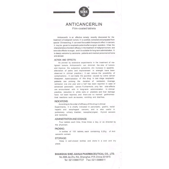 Anticancerlin 0,25 g - nowotwory - 45 zł